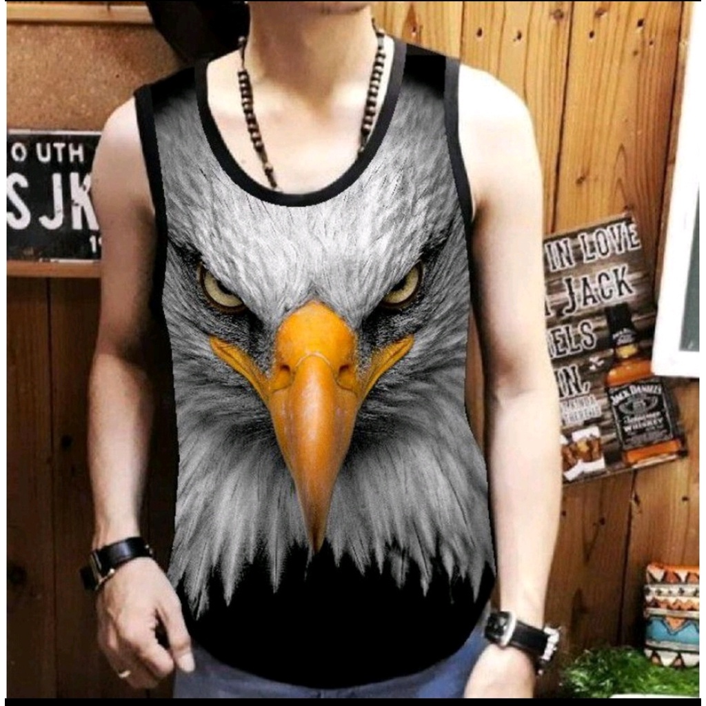 NL19-KAOS PRIA DISTRO SINGLET BURUNG ELANG /KAOS COWOK/KAOS SINGLET/KAOS OBLONG/T-SHIRT PRIA TERLAR