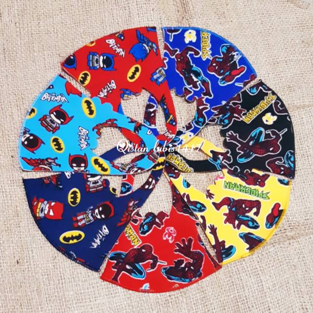 Masker anak spidermend batman beli 10pcs free 2pcs