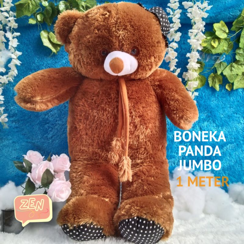Boneka Beruang jumbo Teddy Bear Syal Topi Jumbo Murah 1 Meter