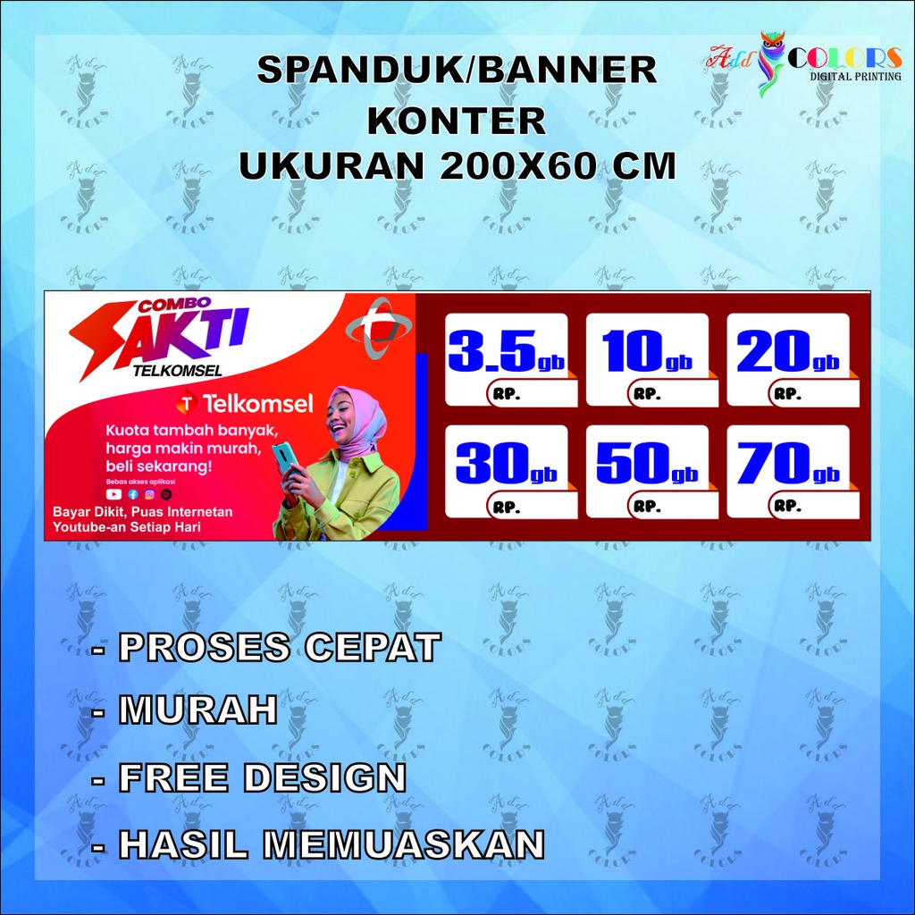 Banner/Spanduk Konter Pulsa Ukuran 200x60