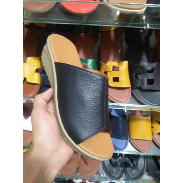 sandal kokop hak 3cm kulit asli sandal wanita