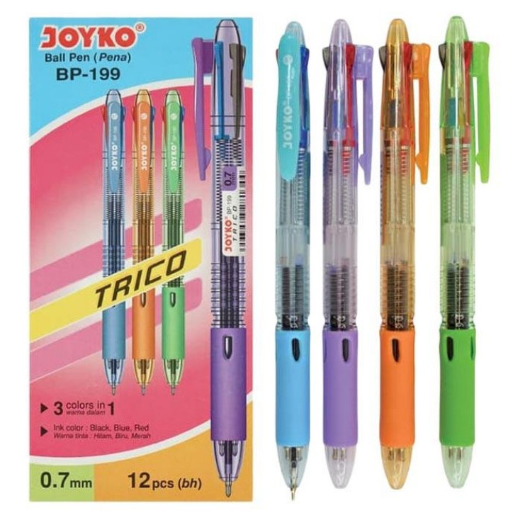 

Joyko Ball Pen BP-199 (Trico,3 Color) - ( 1 Pack - 12 Pcs )