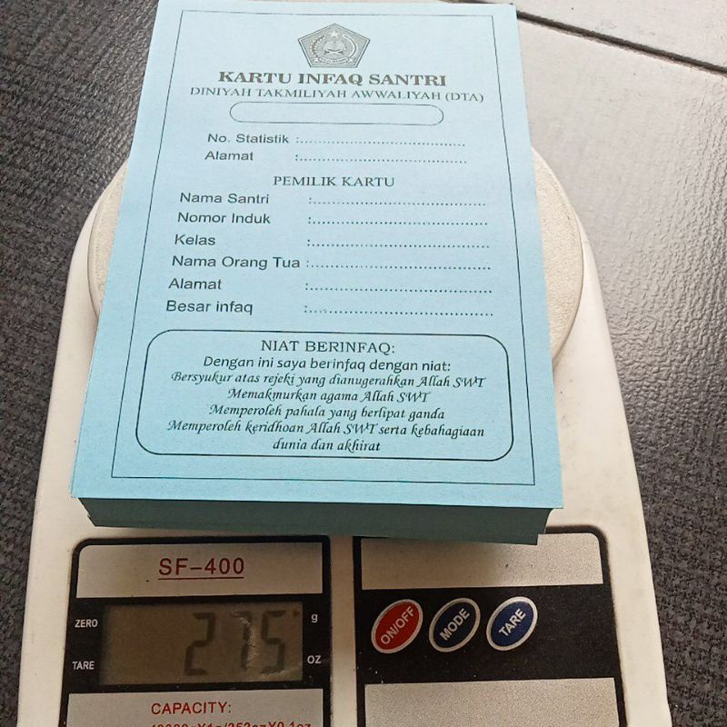 

kartu Infak DTA (100 lmbr)