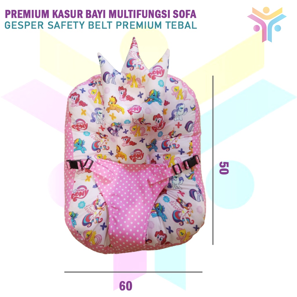 24 || PREMIUM KASUR BAYI MULTIFUNGSI SOFA BAYI DENGAN GESPER SAFETY BELT PREMIUM TEBAL FREE BANTAL PEYANG CROWN