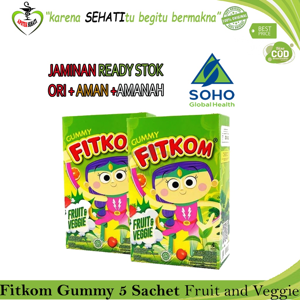 Soho Fitkom Gummy Jelly Persachet Fruit &amp; Veggie Vit C &amp; Zinc Multivitamin Anak