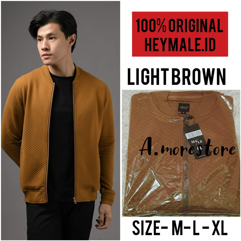 (100% ORI READY) size L XL XXL comfy jacket light brown black jaket heymale heymaleid maleid male id