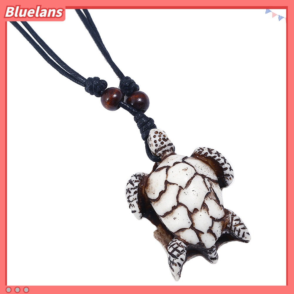 Bluelans Vintage Men Resin Turtle Pendant Adjustable Rope Chain Necklace Jewelry Gift