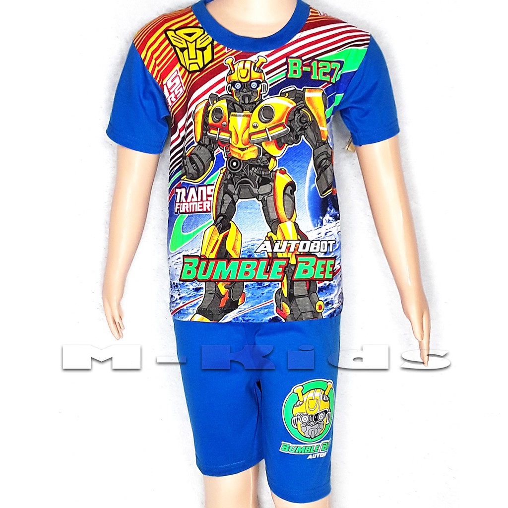 MKids88 - Baju Setelan Kaos Anak Laki-Laki Superhero Karakter BUMBLE BEE