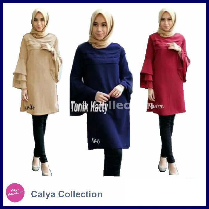 Baju Tunik Katty Long Tunic Atasan Muslim Wanita Lengan Baju Tunik Katty Long Tunic Atasan Muslim Wanita Lengan