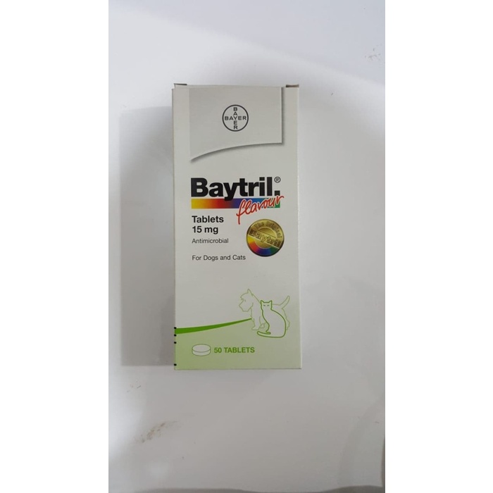 Baytril Flavour Tablet 15 mg - Antibiotik Anjing Kucing