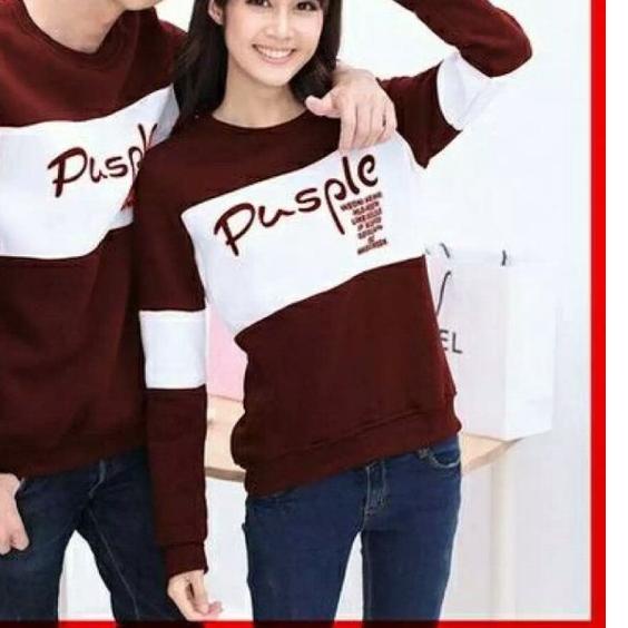 ◄ LUCKY-Baju Couple Lengan Panjang Pusple-Sweater Couple-Sweater Pasangan Cowok dan Cewek - Baju Kap