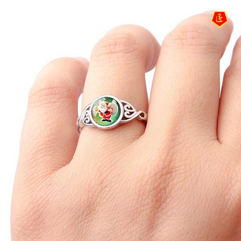 [Ready Stock]925 Silver Creative Temperature Sensing Santa Claus Ring