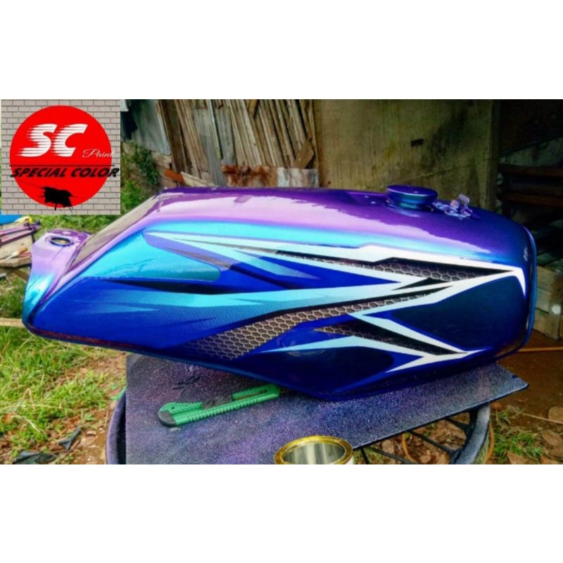 Blue Red Purple 100ml Cat Bunglon 3 warna