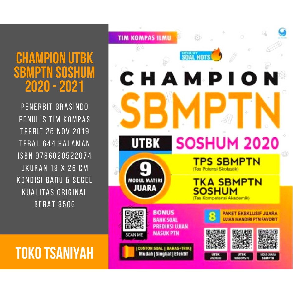 Buku Champion Sbmptn Utbk Soshum 2020 2021 Soal Ujian Masuk Ptn Soal Test Masuk Perguruan Tinggi Shopee Indonesia