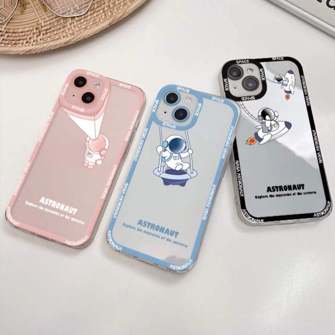 Soft Case Silikon Transparan Motif Astronot Untuk IPhone 13 12 Pro Max 11 XS XR X 8 7 6S Plus