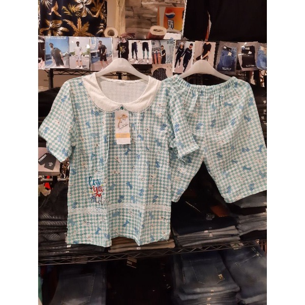 baju tidur kaus moshi YUMICO XL celana pendek 3/4