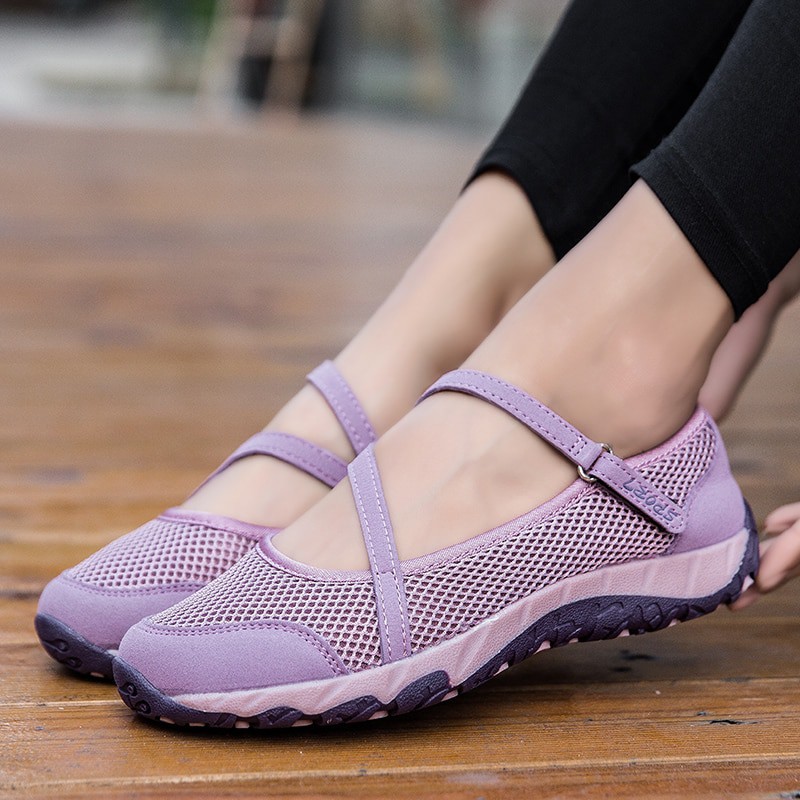 Baru  Panas Wanita Sneakers Sepatu Mesh Non-slip Sepatu Karet Sepatu Ibu