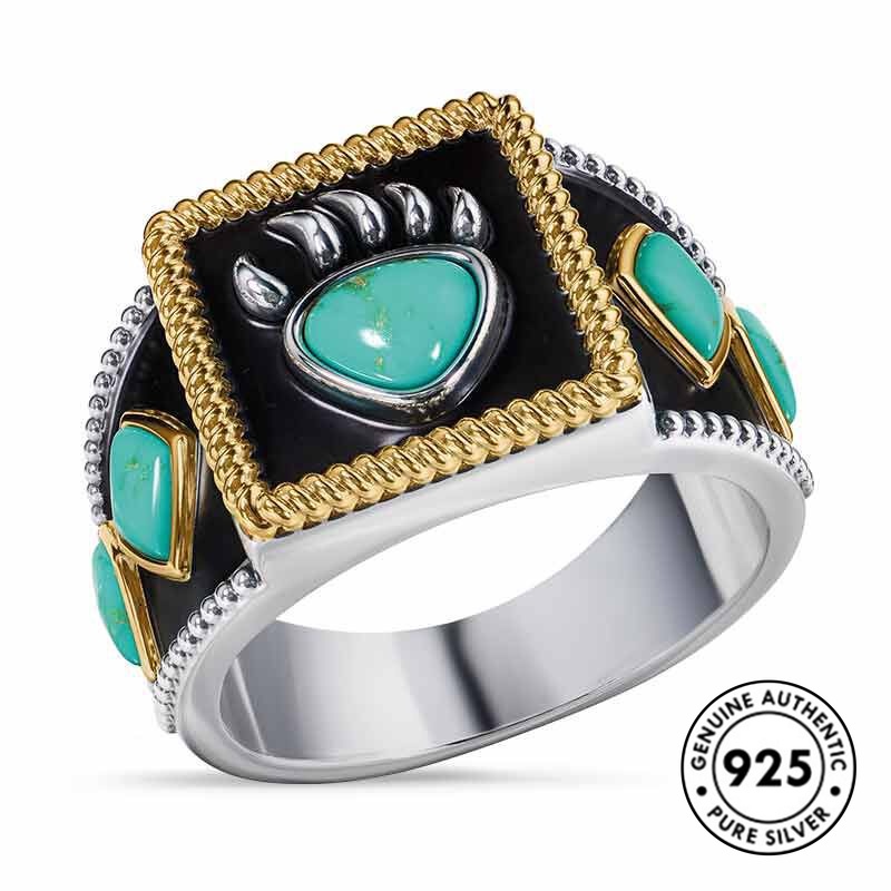 Cincin Bahan S925 Silver Turquoise Gaya Thailand Untuk Pria