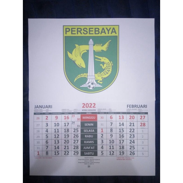 

Kalender Jawa dan Masehi 2022 Persebaya
