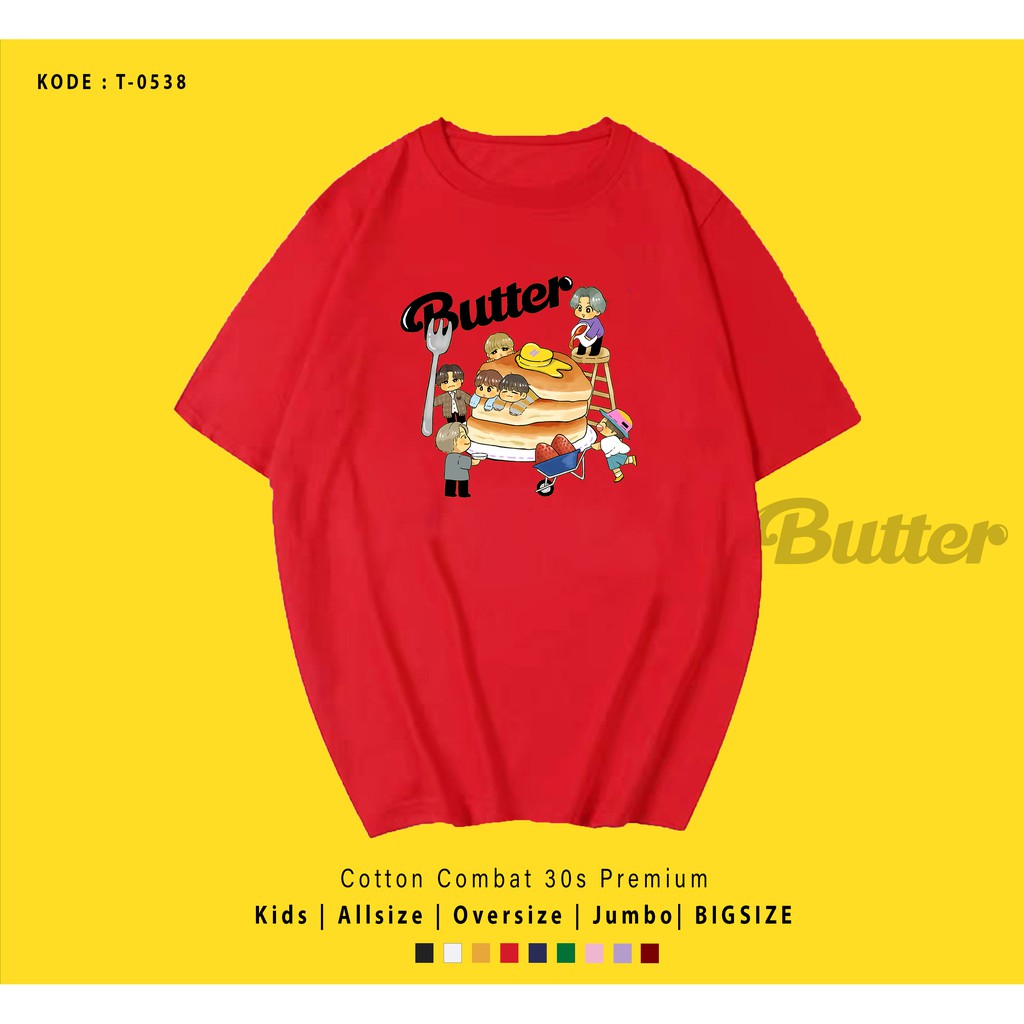 T0538  T-SHIRT / KAOS UNISEX / TUMBLR TEE / REAL PICTURE KPOP BTS BUTTER PANCAKE / IMPORT / ARMY