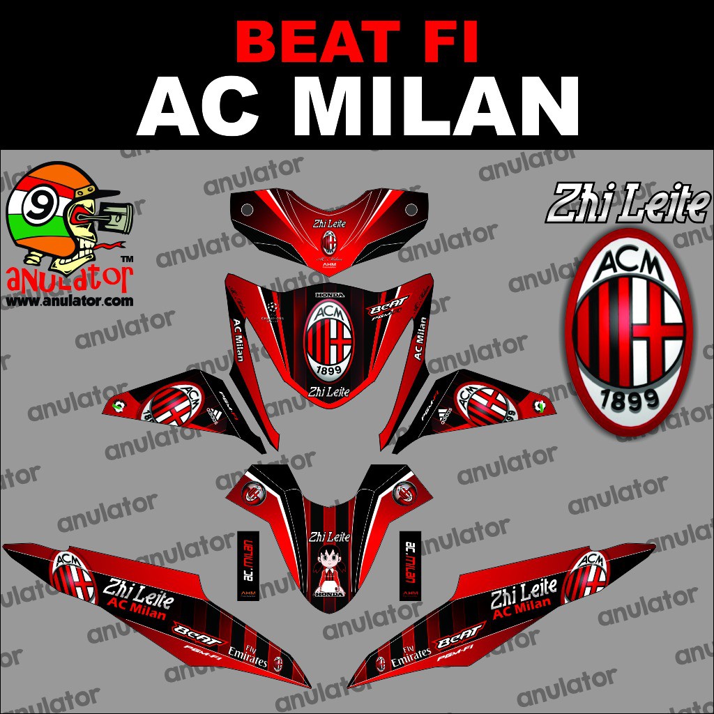 Sticker Striping Motor Stiker Full Body Honda Beat Fi Ac Milan