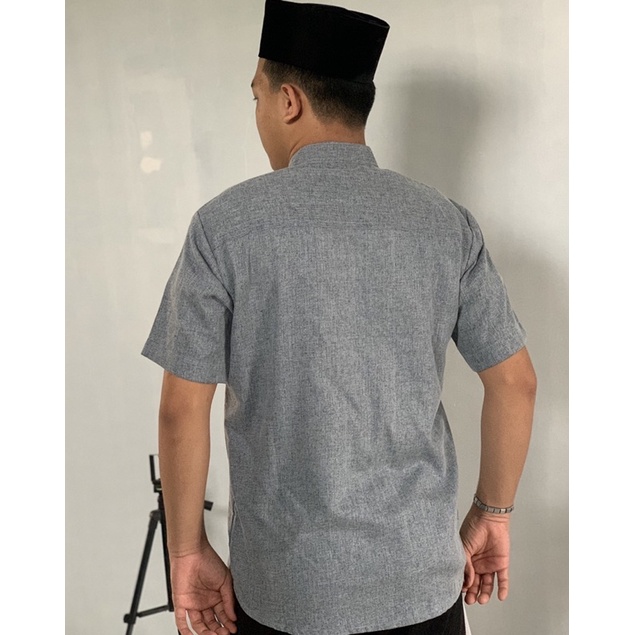 TERLARIS Baju Atasan Koko Kurta Lengan Pendek Bahan Katun Madina M,L,XL