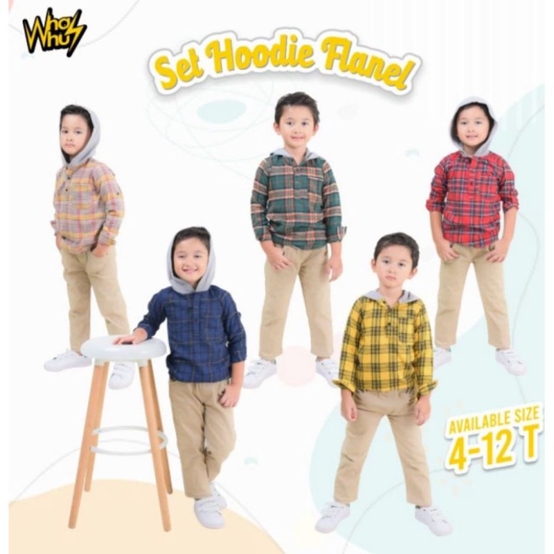 Afsheenastore Hoodie Flanel By Whaz Whuz / Setelan Kemeja Flanel Anak