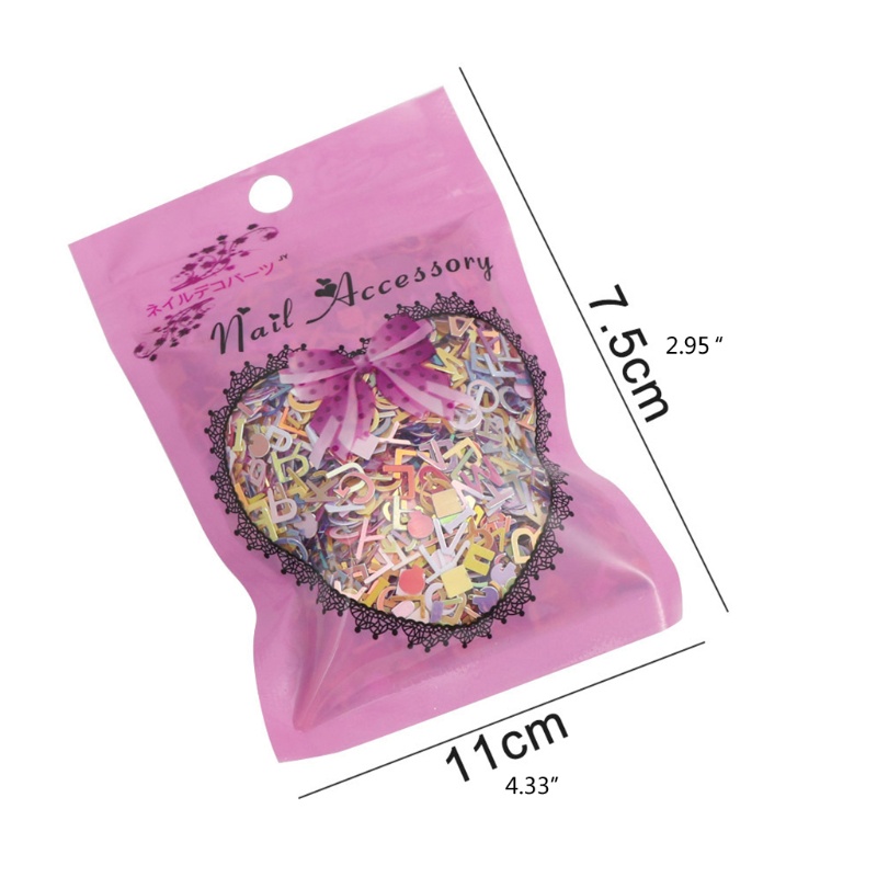 Glitter Sequin Desain Huruf Alfabet Inggris 3d Ukuran 0.53oz Untuk Nail Art