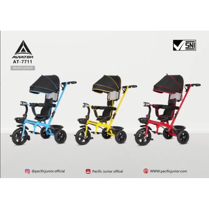 Sepeda Roda Tiga Aviator AT7711 Canopi dan Musik