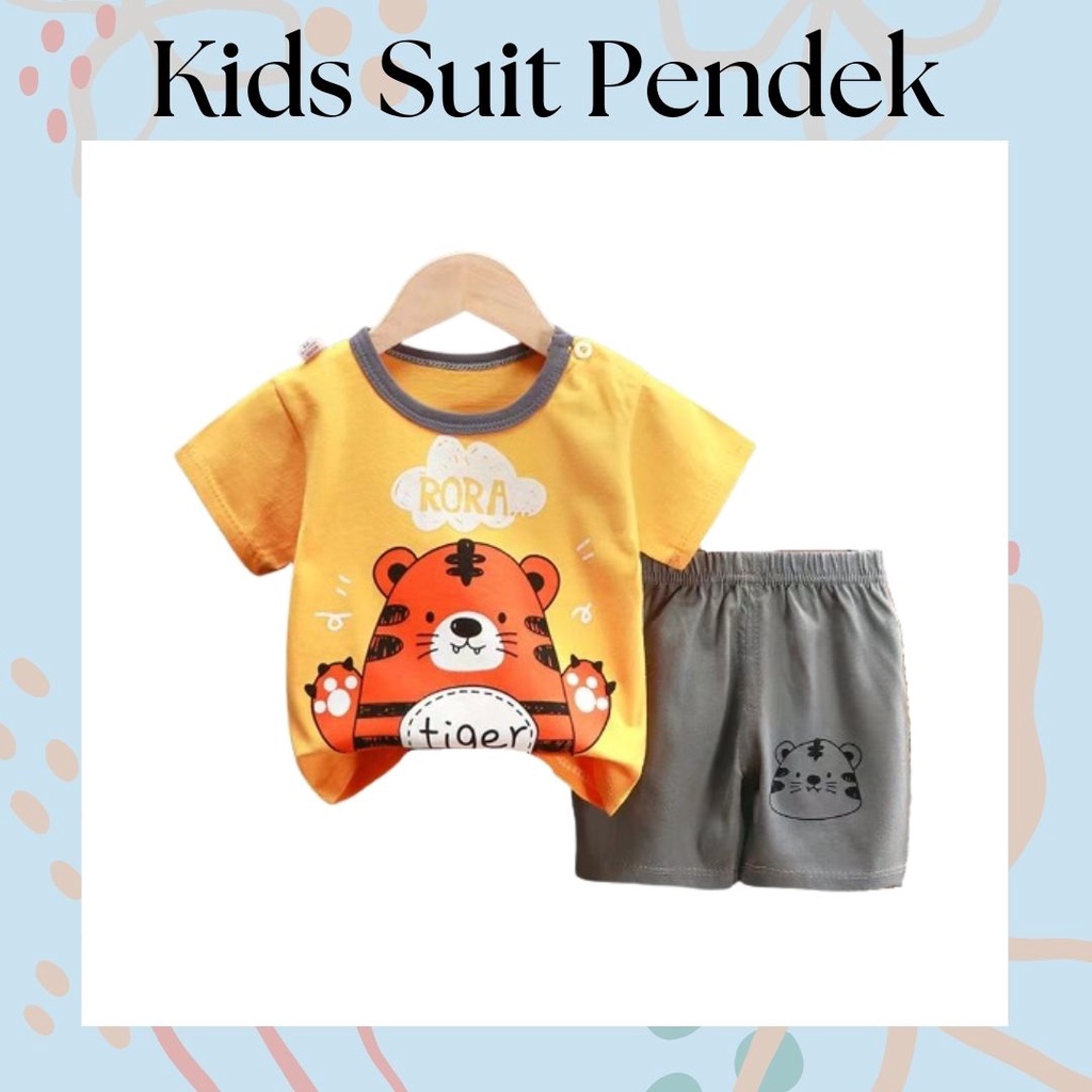 LittleAaron KIDS SUIT PENDEK Setelan Anak Bahan Kaos Lengan + Celana Berkualitas Import ebv cewek new12