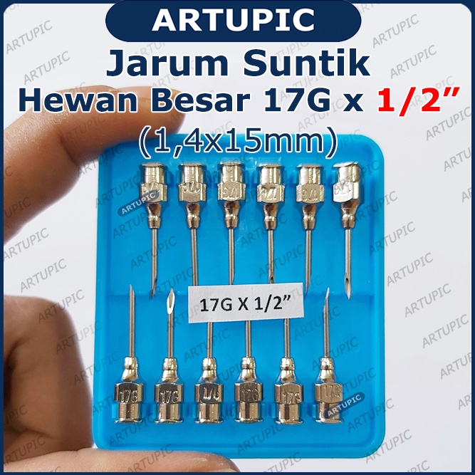 Jarum Suntik Hewan Besar 17G x 1/2 inch Vaksin Ternak Sapi Babi Kuda Vet Needle Stainless Steel