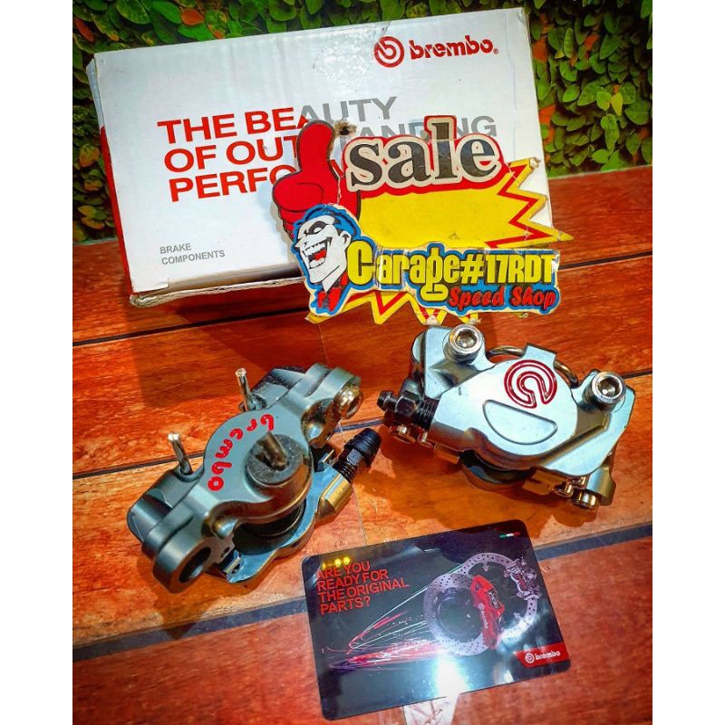 Kaliper Brembo Doraemon 2 Pot 2 Piston CNC Gray Product Thailand Sesuaikan Breaket Universal.