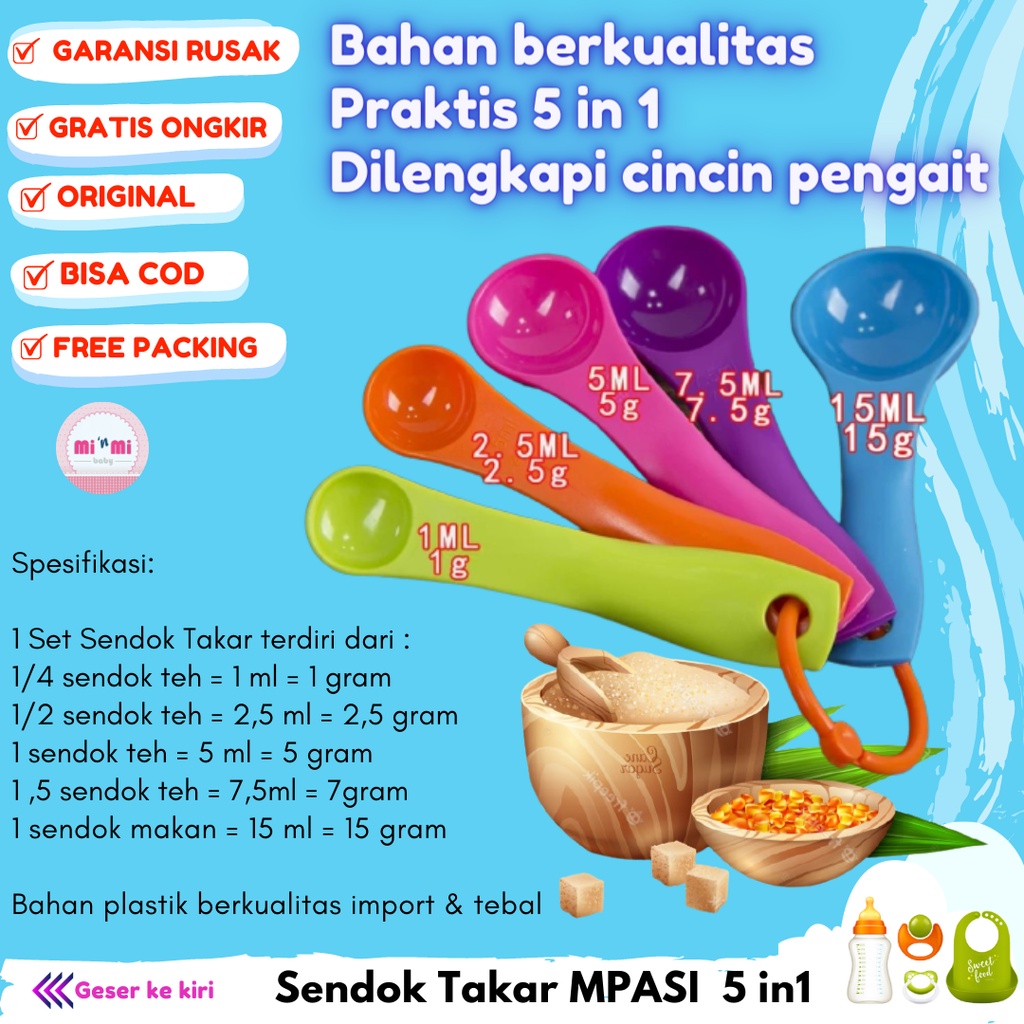 Sendok takar takaran ukur gram mpasi bumbu garam kopi kue susu formula set measuring spoon