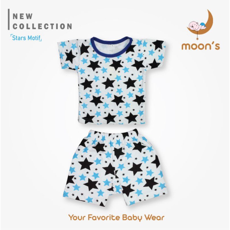 SML MOONS Stelan Oblong Pendek Moons, Celana baju pendek bayi