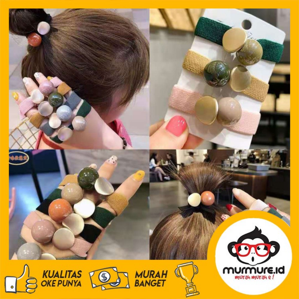 MURMURE.ID | IKAT RAMBUT LEBAR ELASTIS KARET TALI RAMBUT PERMEN CHARM BULAT GAYA WANITA KOREA HA056-1