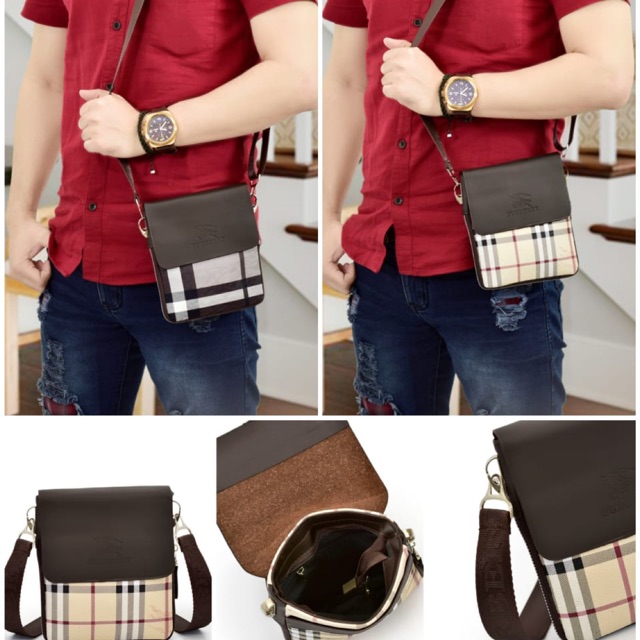 Tas slingbag burberry Tas selempang pria import