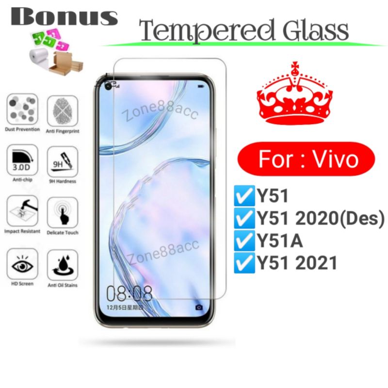 Antigores Tempered Glass Screen Guard protector Vivo Y51 Y51a Y51 2020 2021 Desember TG Bening Antiblue Spy Blue light Full Garskin Lensa Lens Pelindung Layar 9D