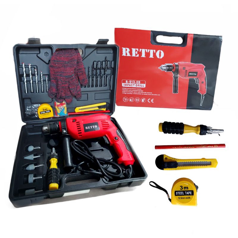 Mailtank SH11 Mesin Bor Beton Impact Drill 13mm 12 Mata Bor Set Koper Termurah