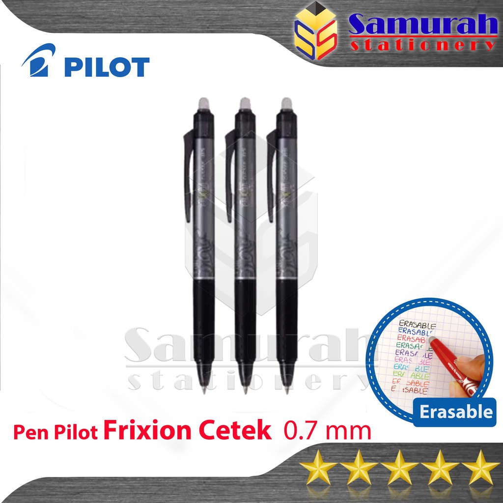

Ballpoint Pilot Frixion Clicker Erasable 0.7 mm / Pulpen / Pen BLRT FR7 Bisa Hapus Cetek Hitam Pcs