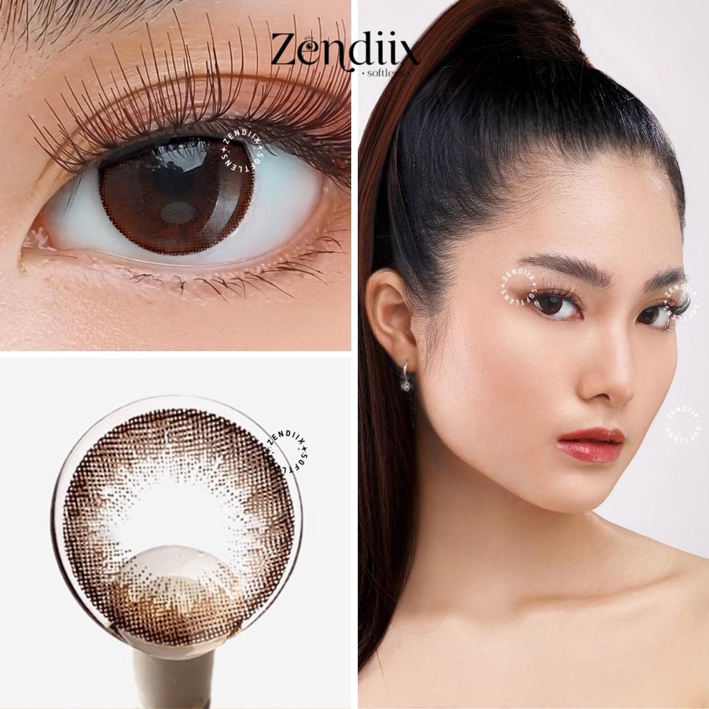 Softlens MINI EMMA Warna BROWN 14mm Normal Beda Minus