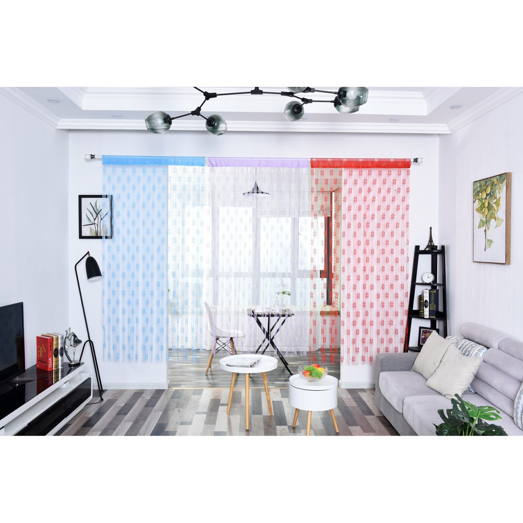 Tirai Benang Motif Bunga Alfabet Gorden Dekorasi Pintu Jendela Y1305