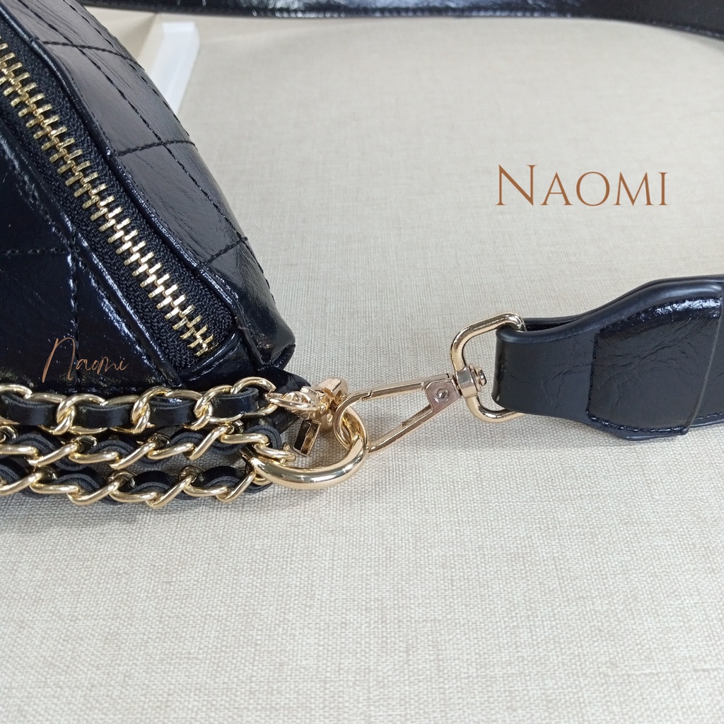 NAOMI - Ellen Livia Waist Bag Import - Tas Wanita Black - Cross Bag Premium Fashion - Tas Wanita