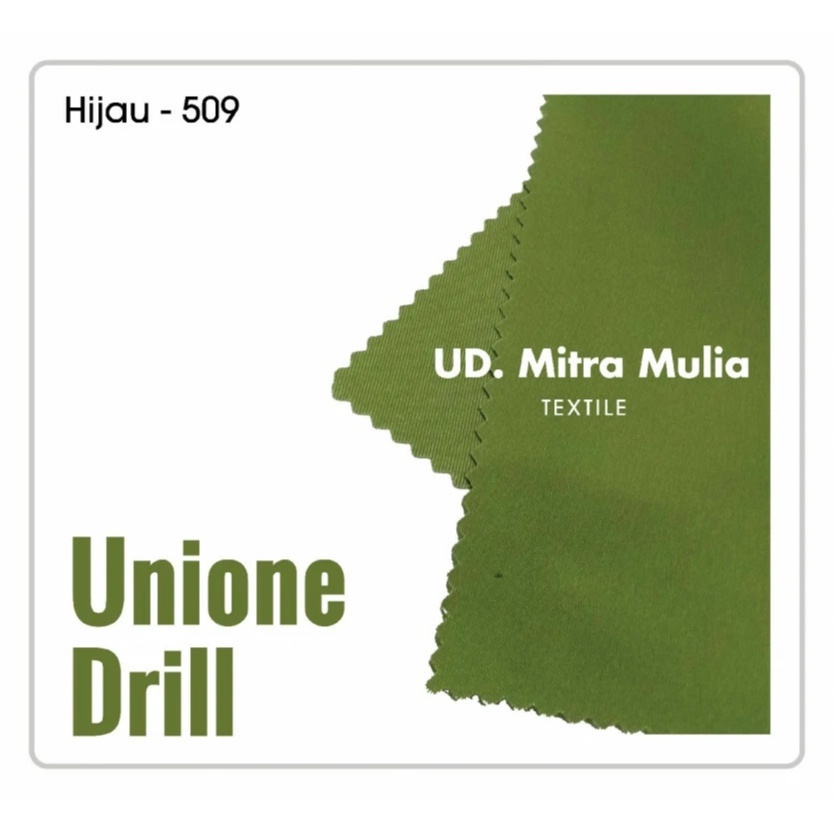 Kain Unione Drill Meteran Bahan Seragam Original, Kode 509 Warna Hijau LINMAS