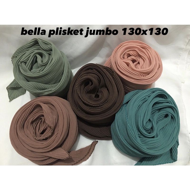 Hijab Segiempat Bella Plisket Jumbo 130x130/ Bella Plisket Jumbo