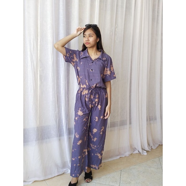 One Set Setelan Tie Dye Bali Kemeja Lengan Pendek - ONE SET Piyama Tie Dye Wanita & Pria GROSIR-4