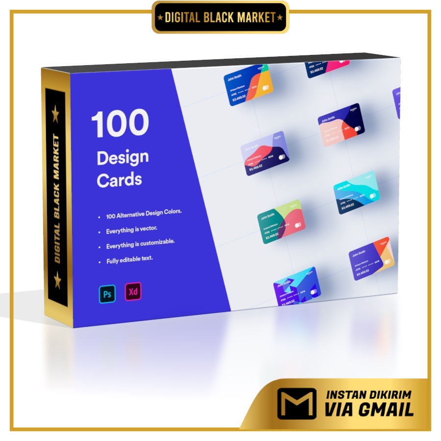 100 Financial Virtual Design Cards - Photoshop &amp; Illustrator