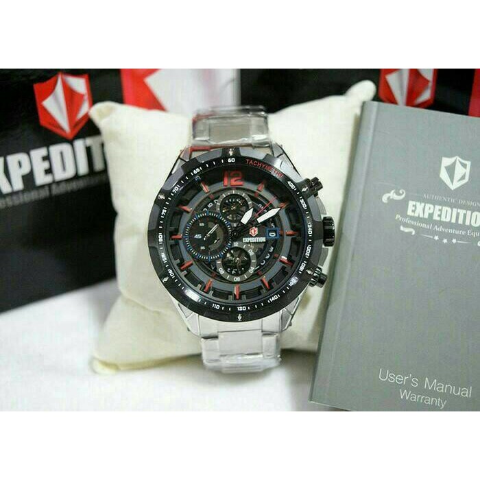 JAM TANGAN EXPEDITION SPORTY 6721 PRIA SILVER BLACK ORIGINAL