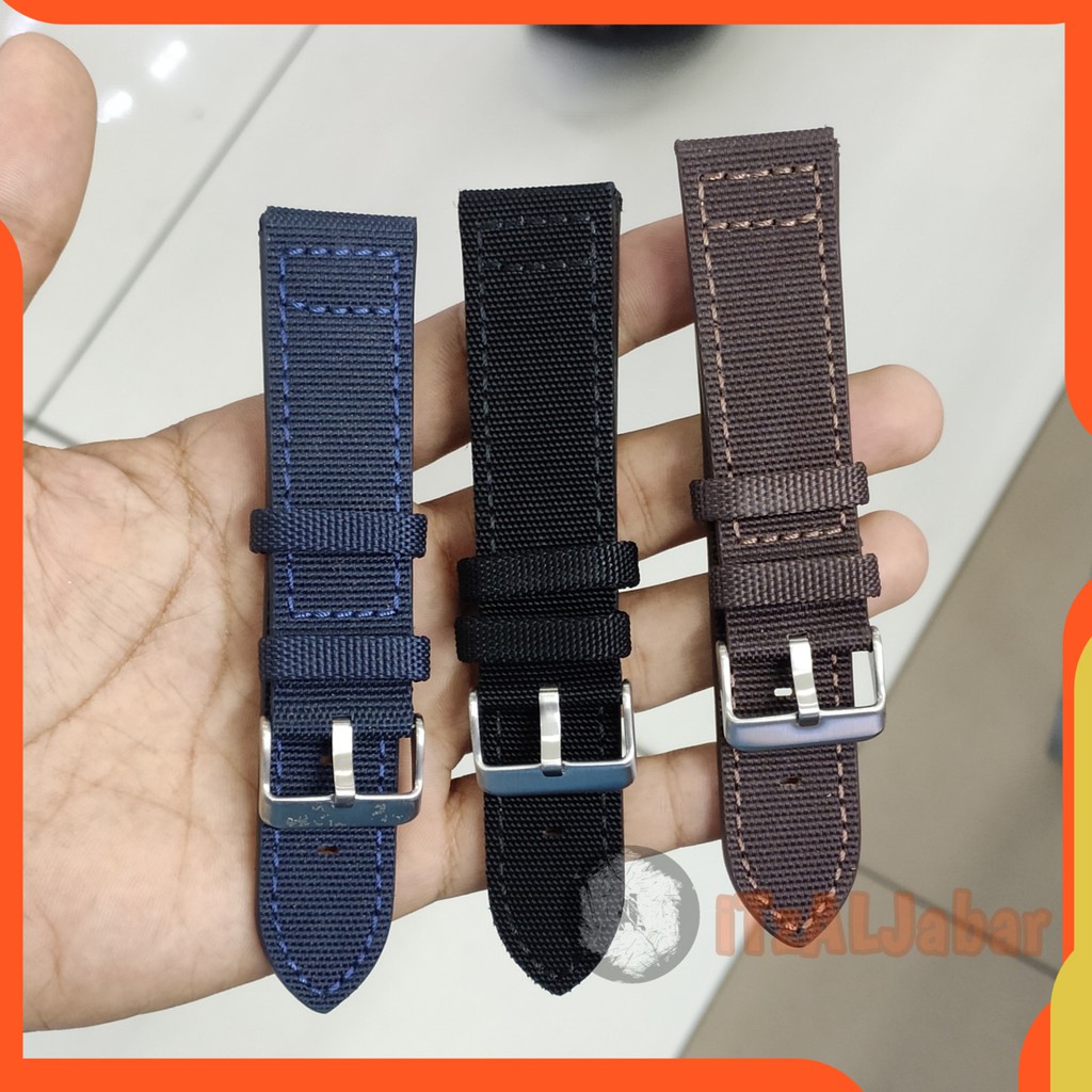 Tali jam tangan Canvas kulit 20mm 22mm 24mm Premium Stave Original