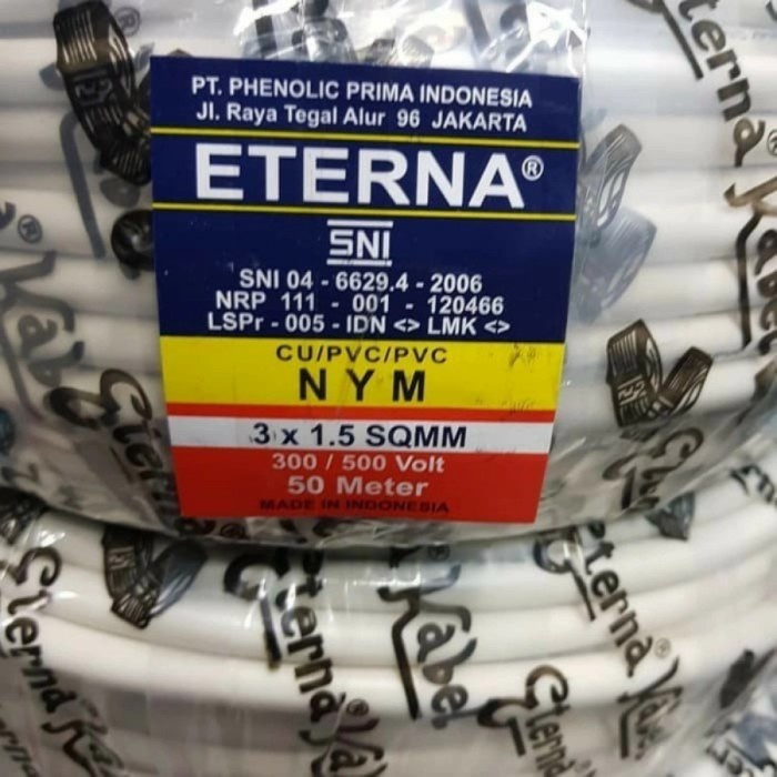 KABEL NYM 3X1.5 mm 50M (METER ETERNA KABEL PUTIH NYM 3x1,5 mm ETERNA