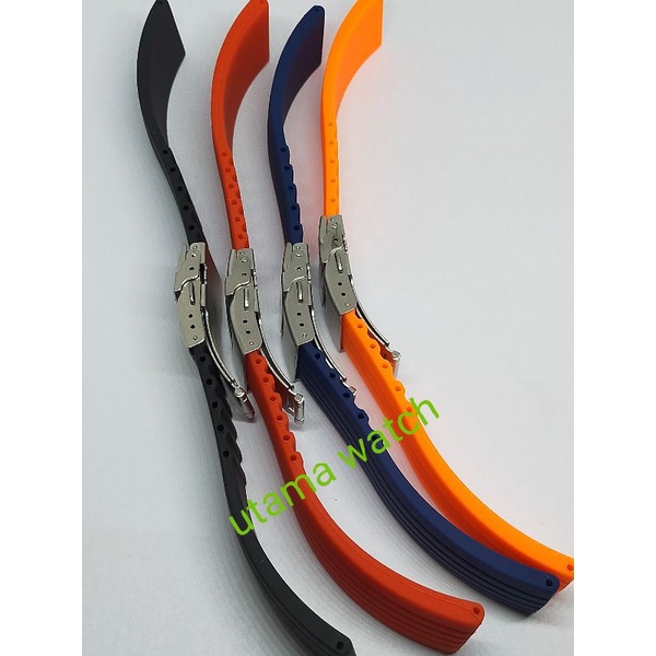 Terlaris Tali/Strap Jam Tangan Karet Silikon Universal 20mm 22mm dan 24mm free pen Strap Tali Jam Tangan Rubber Salur